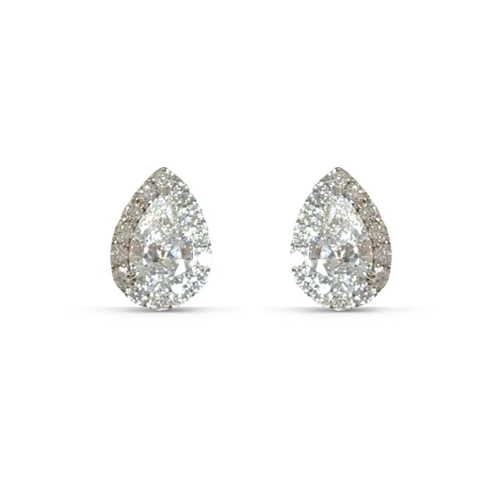 Chance Earrings (Pear) | ラボグロウンダイヤモンド ヘイローピアス