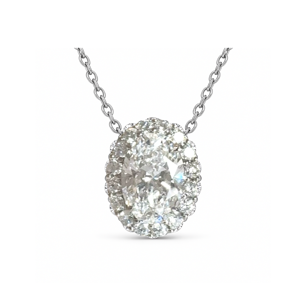 Chance Necklace (Oval) | ラボグロウンダイヤモンド ヘイローネックレス