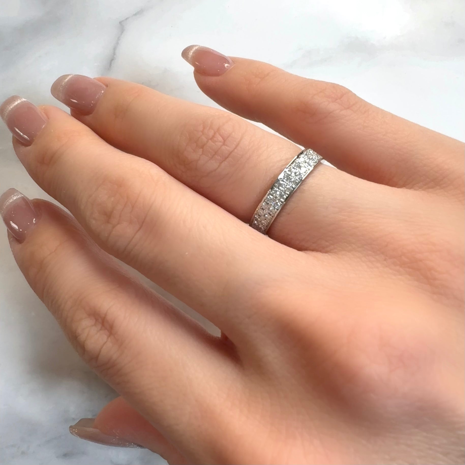 Double Stardust Ring (Half) | ラボグロウンダイヤモンド パヴェリング