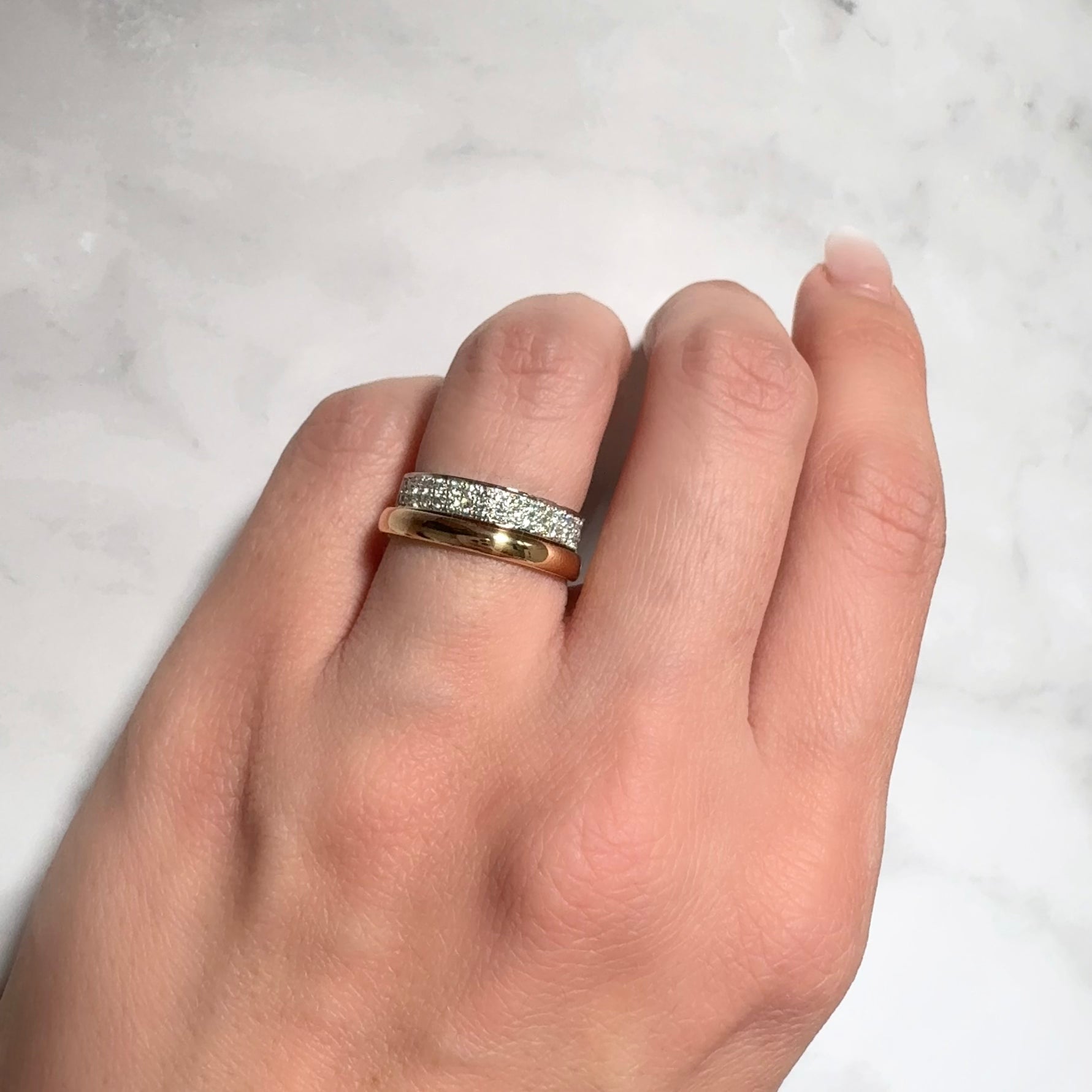 Double Stardust Ring (Half) | ラボグロウンダイヤモンド パヴェリング