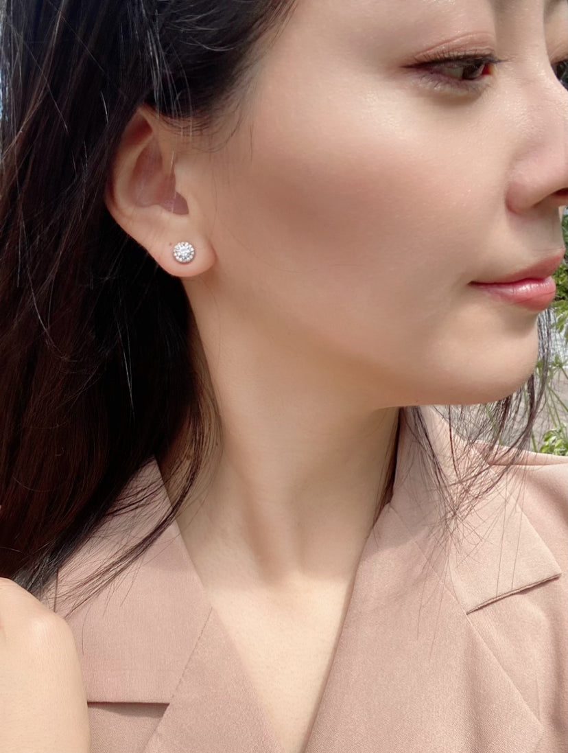 Round Halo Earrings | ラボグロウンダイヤモンド ピアス