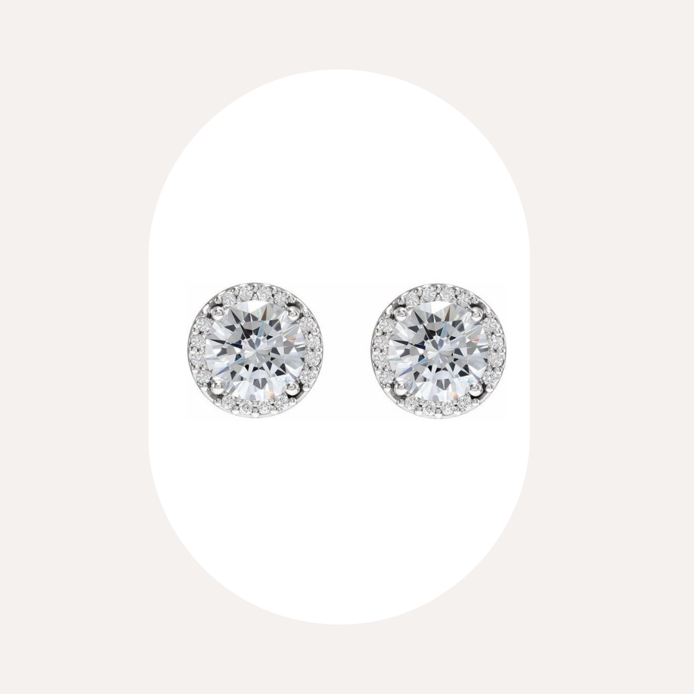 Round Halo Earrings | ラボグロウンダイヤモンド ピアス Round Halo Earrings | ラボグロウンダイヤモンド ピアス