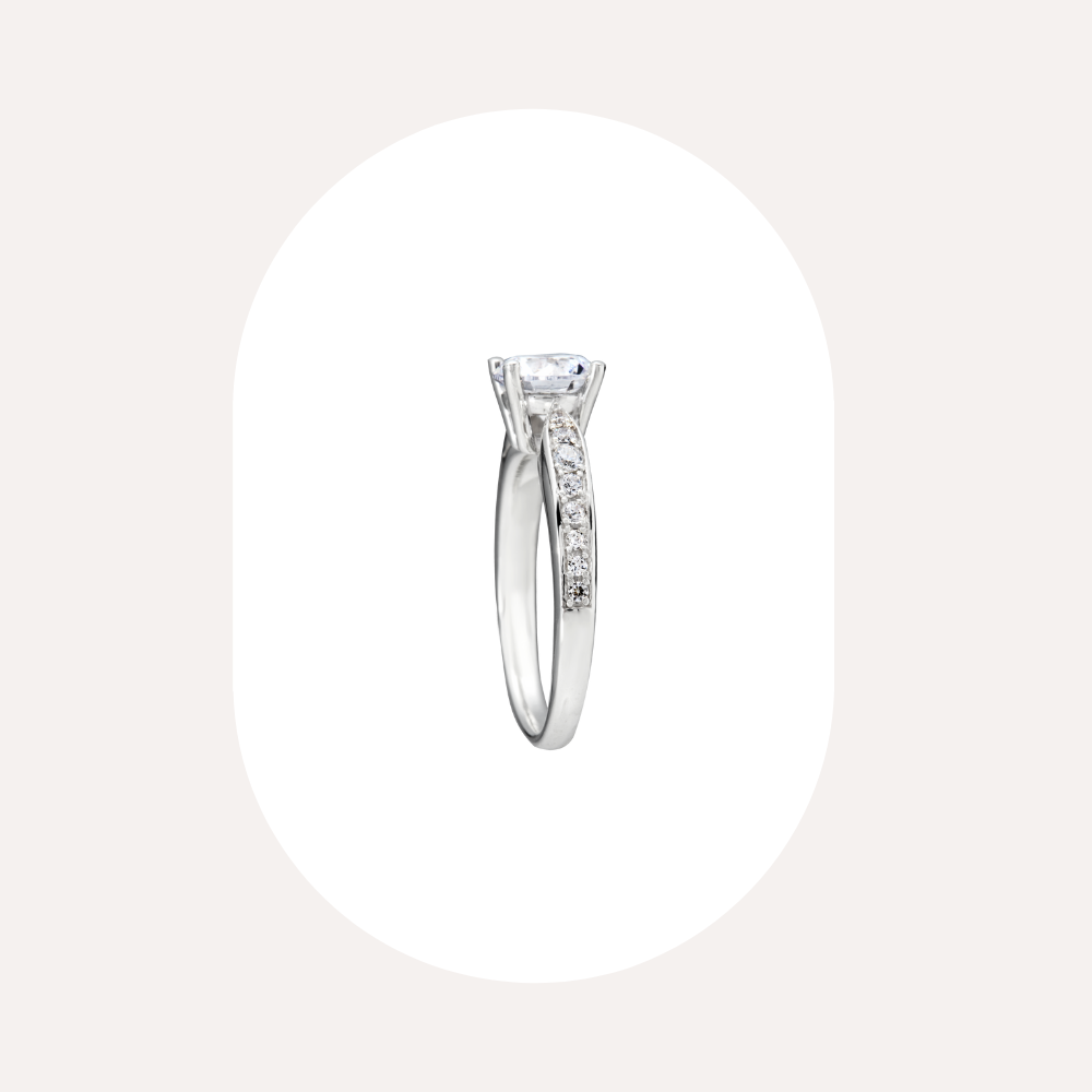 1カラット |  N°2（テーパードパヴェ ソリティアリング）| ラボグロウンダイヤモンド 婚約指輪