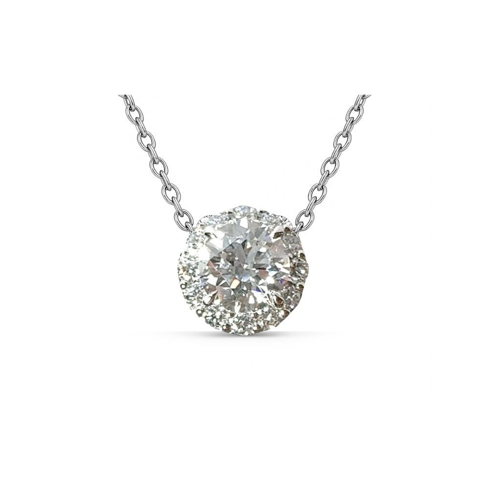 シルバー925 ネックレス ビーズ ラボグロウンダイヤモンド 40cm Chance Necklace (Round) | ラボグロウンダイヤモンド ヘイローネックレス