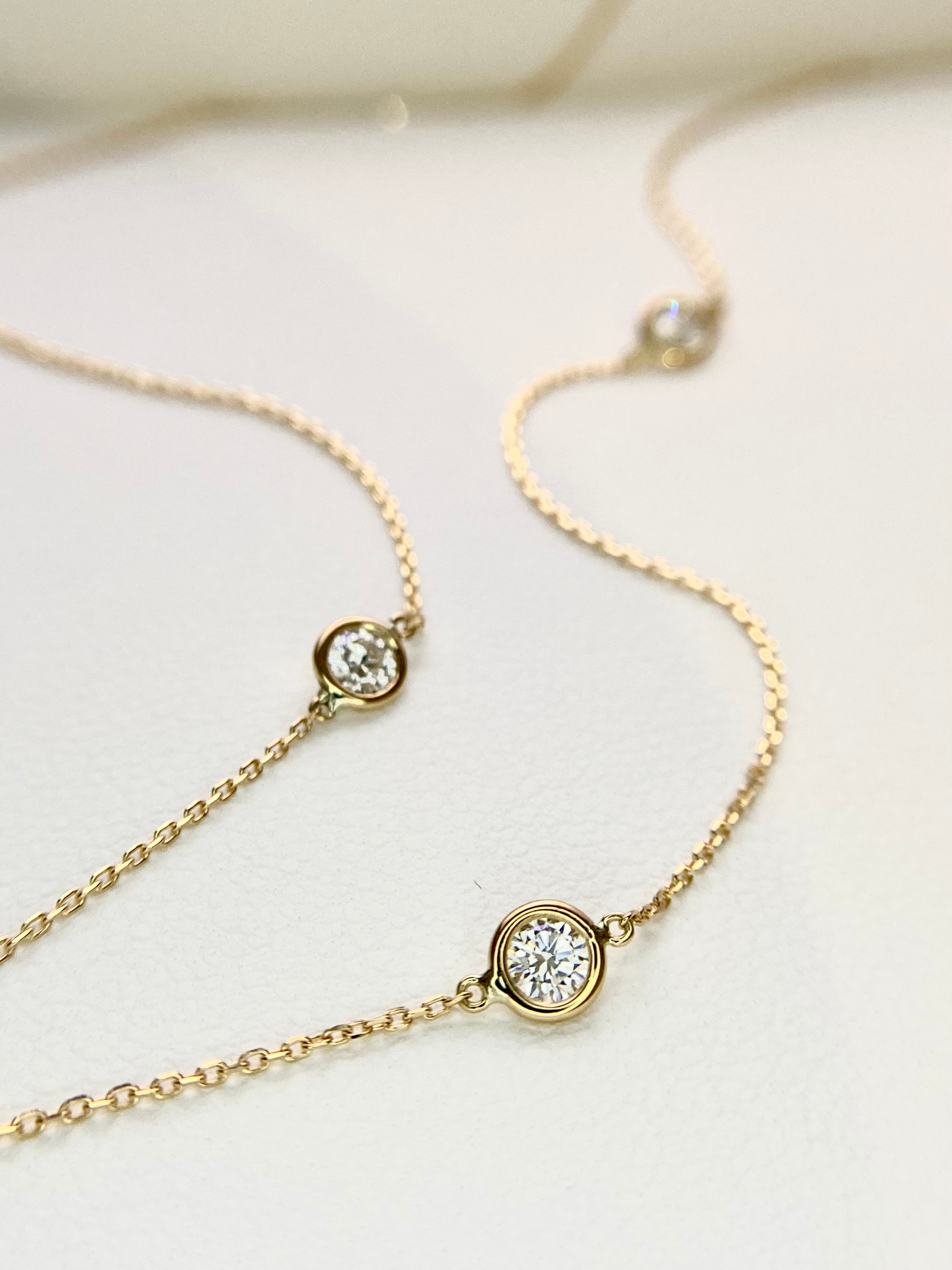 Triple Bezel Necklace | Lab Grown Diamond Necklace