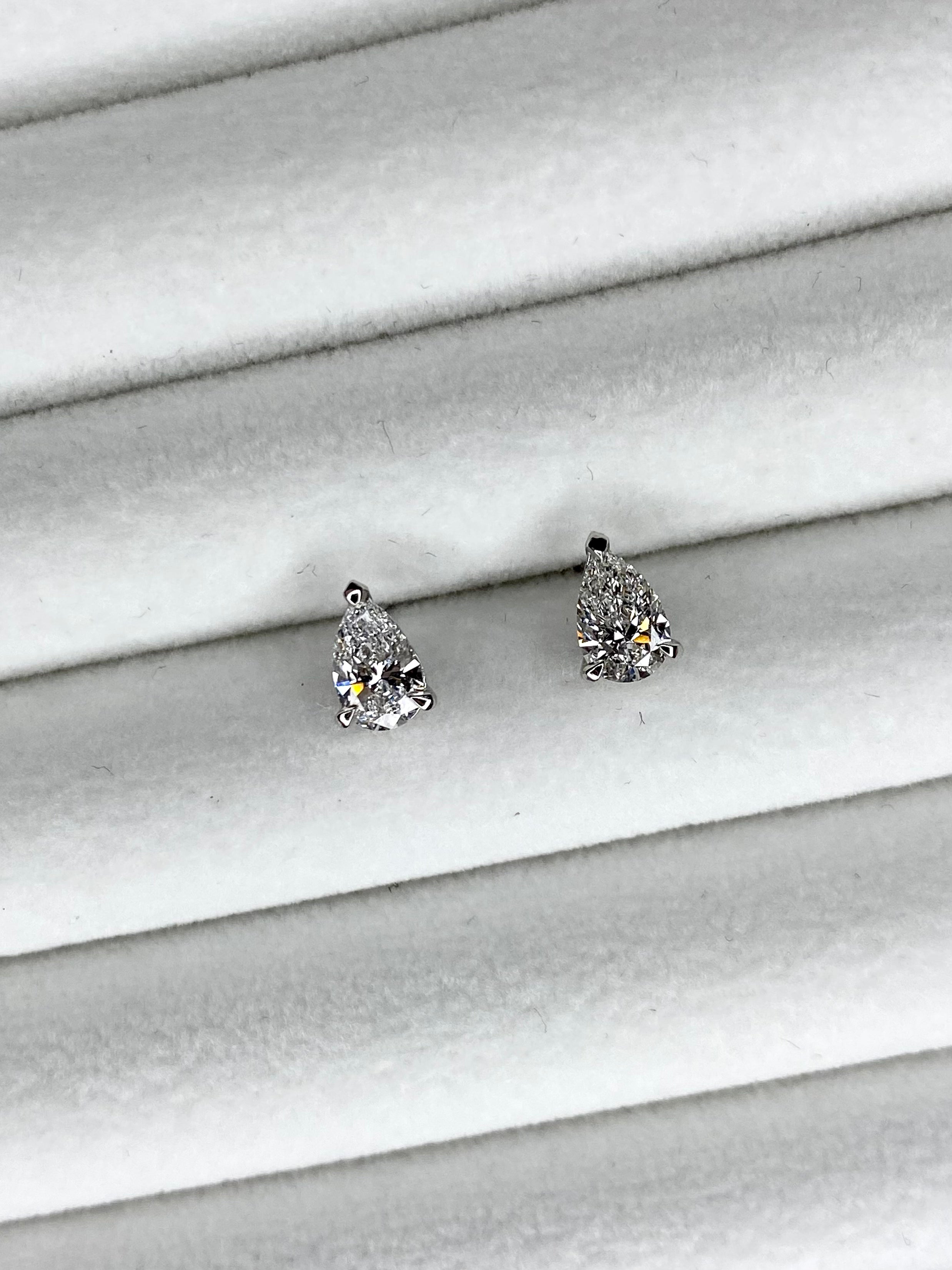 Pear Solitaire Earrings | Lab Grown Diamond Earrings