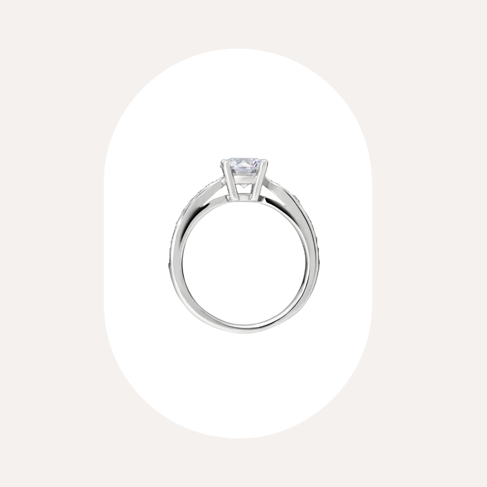 1 carat | N°2 (Tapered Pave Solitaire Ring) | Lab Grown Diamond Engagement Ring
