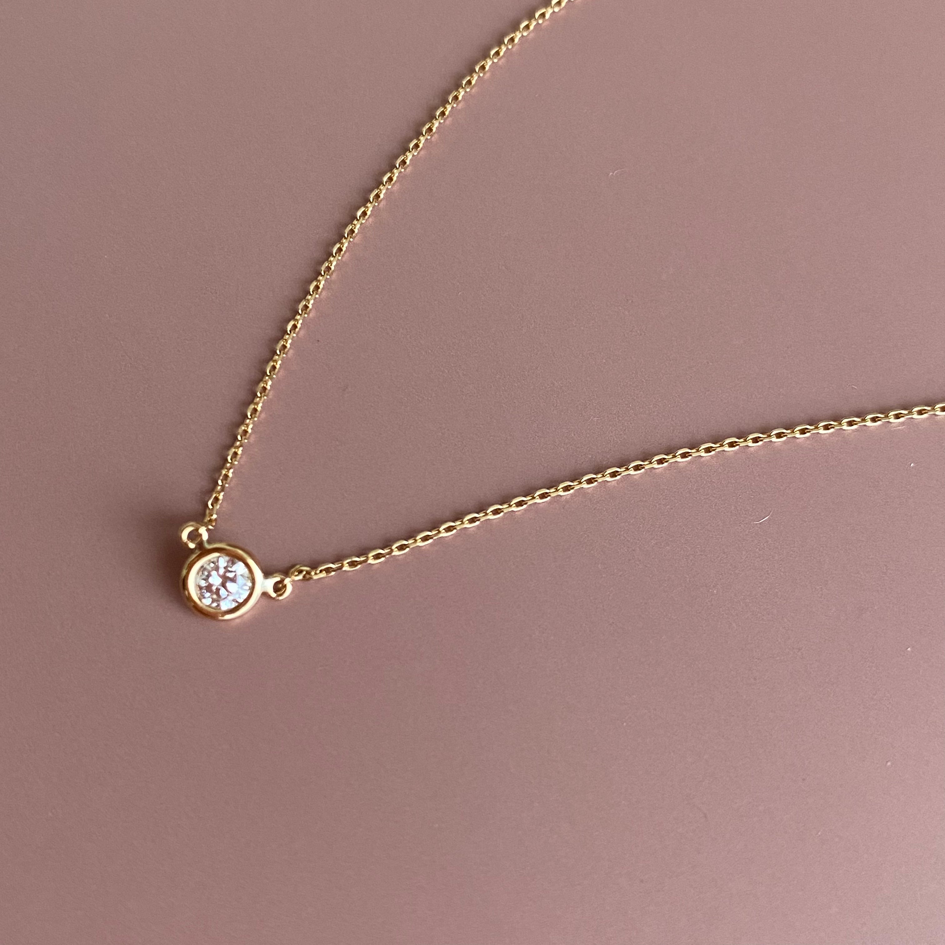 Bezel Necklace | Lab Grown Diamond Necklace